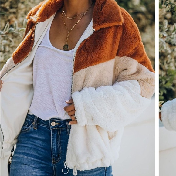 NWOT Women Fleece Fuzzy Jacket Long Sleeve Faux Sherpa Casual Zip Up Hoodie coat - Picture 2 of 5